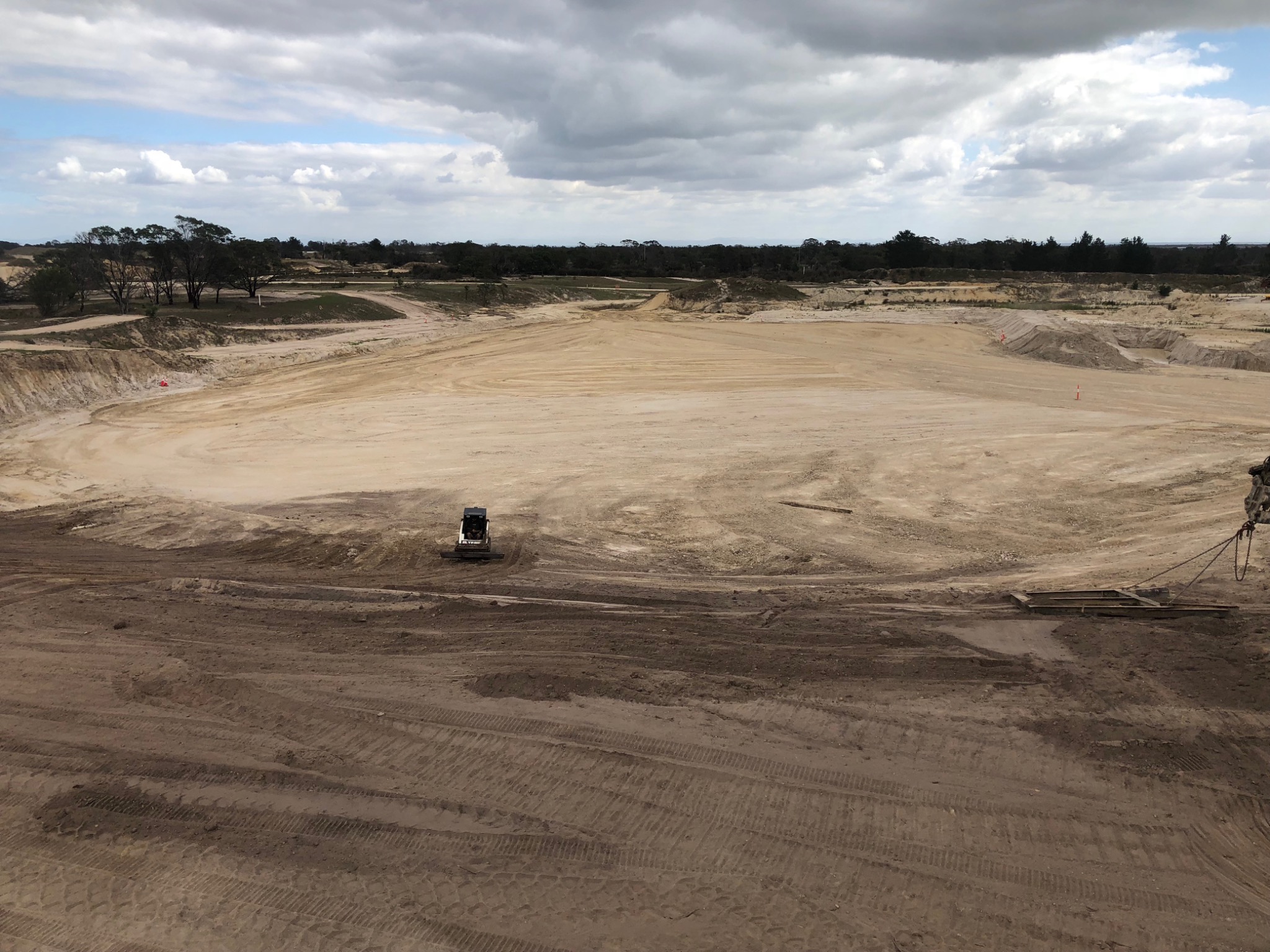 Wide view across the quarry riding area during earthworks
