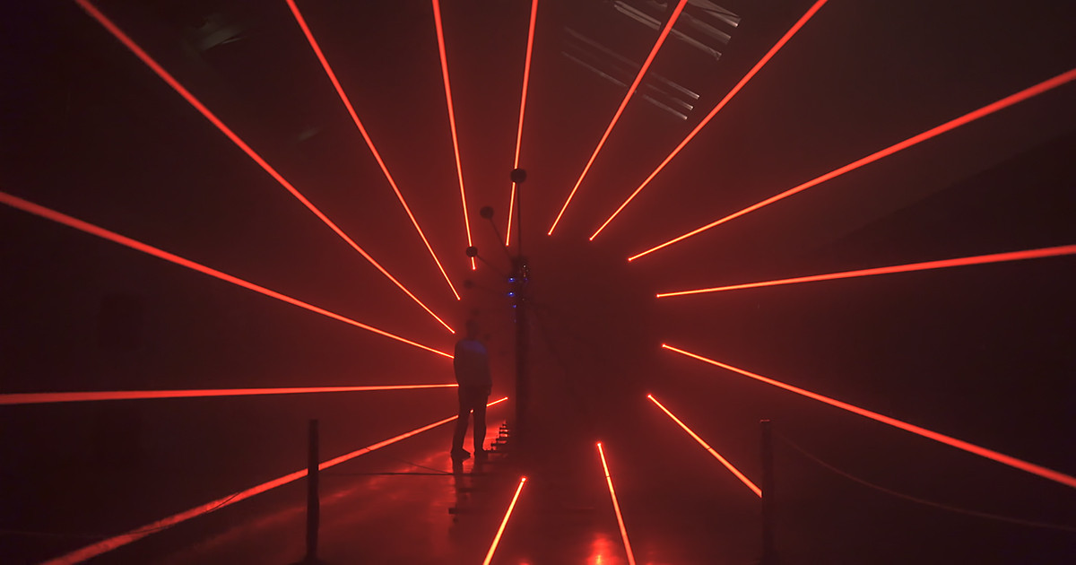 Red light installation featured on Jimmy Goode’s LOST project page